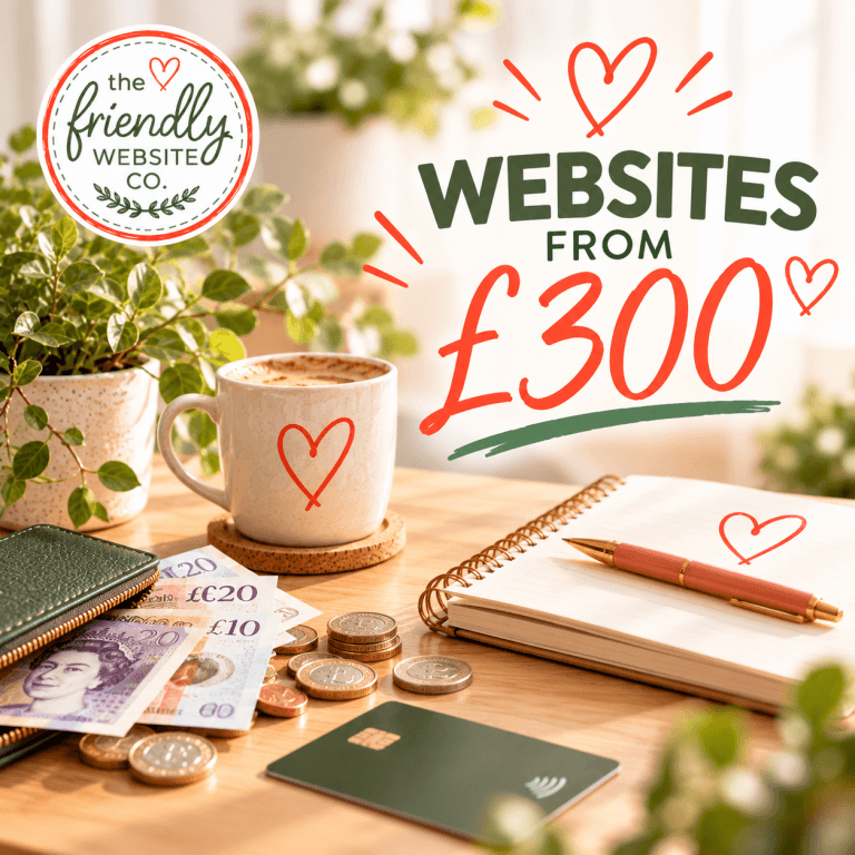 Personal Website Design Consultation | The Friendly Website Co. Friendly web designer discussing a bespoke small business website with a client, using a laptop to demonstrate a modern design and personali